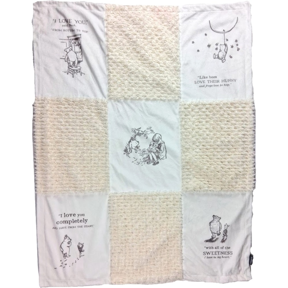 Demdaco Winnie The Pooh All Of The Sweetness Patchwork Unisex Blanket Baby Beige